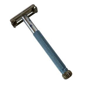Vintage Lady Gillette Blue Atomic Starburst Safety Razor Twist To Open 1960s USA